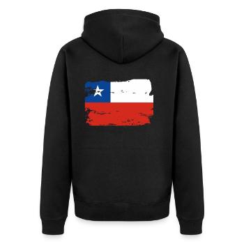 Offizielle Chile Flagge Chilen Country Pride Vintage - Unisex Premium Bio Zip Hoodie - Schwarz - Hinten - Nico (187cm)