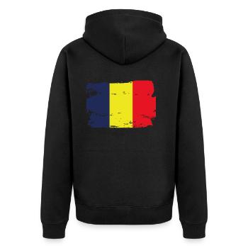 Official Chad Flag Chadian Country Pride Vintage - Unisex Premium Organic Zip Hoodie - black - Back - Nico (187cm)