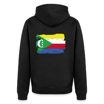 Offizielle Komorenflagge Comoro Country Pride Vintage - Unisex Premium Bio Zip Hoodie - Schwarz - Hinten - Nico (187cm)