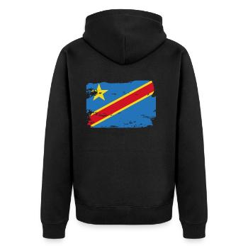 Drapeau officiel de la République démocratique du Congo - Veste à capuche bio Premium Unisexe - noir - Dos - Nico (187cm)