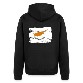 Offizielle Flagge Zypern Zyprioten Griechisch Türkisch - Unisex Premium Bio Zip Hoodie - Schwarz - Hinten - Nico (187cm)