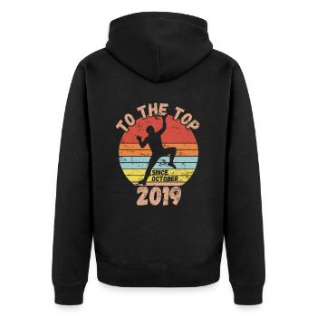 Geburtstag Klettern Bouldern seit Oktober 2019 - Unisex Premium Bio Zip Hoodie - Schwarz - Hinten - Nico (187cm)