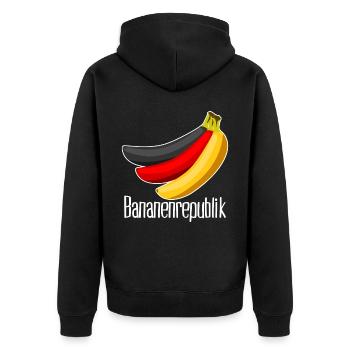 Bananenrepublik Deutschland Flagge - Unisex Premium Bio Zip Hoodie - Schwarz - Hinten - Nico (187cm)