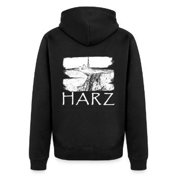 Harz Harzer Brockenbahn Brocken - Unisex Premium Organic Zip Hoodie - black - Back - Nico (187cm)