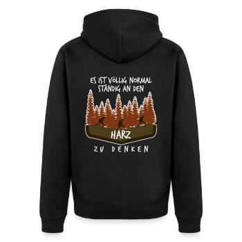 Harz Torfhaus Harzer Brocken - Unisex Premium Bio Zip Hoodie - Schwarz - Hinten - Nico (187cm)