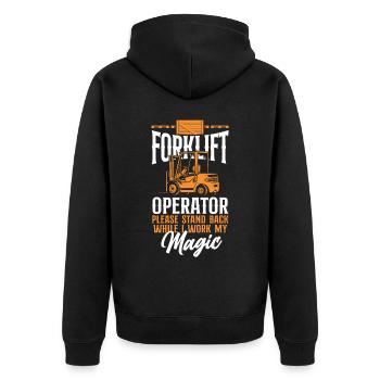 Certified Forklift Truck Operator - Unisex Premium Organic Zip Hoodie - black - Back - Nico (187cm)