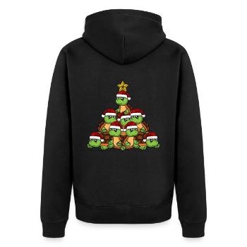 Turtle Christmas Tree - Unisex Premium Organic Zip Hoodie - black - Back - Nico (187cm)