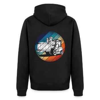 Certified Forklift Truck Operator - Unisex Premium Bio Zip Hoodie - Schwarz - Hinten - Nico (187cm)