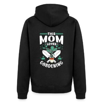 This Mom Loves Gardening Mom Garden - Unisex Premium Organic Zip Hoodie - black - Back - Nico (187cm)