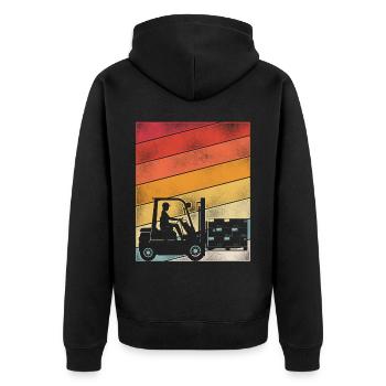 Certified Forklift Truck Operator - Unisex Premium Organic Zip Hoodie - black - Back - Nico (187cm)