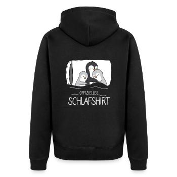 Offizielles Schlafshirt Pinguin - Unisex Premium Bio Zip Hoodie - Schwarz - Hinten - Nico (187cm)