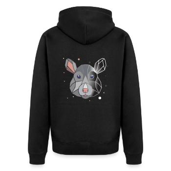 Ratte Polygon - Unisex Premium Bio Zip Hoodie - Schwarz - Hinten - Nico (187cm)