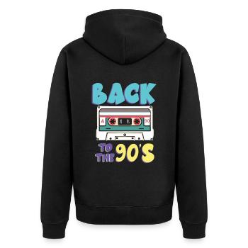 Retour aux années 90 Musique cassette - Veste à capuche bio Premium Unisexe - noir - Dos - Nico (187cm)