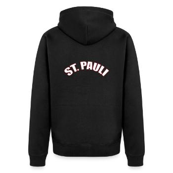 St Paulianer Hamburg Kiez St Pauli Fan - Unisex Premium Organic Zip Hoodie - black - Back - Nico (187cm)