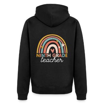 Lehrer - Vintage 9. Neunte Klasse - Unisex Premium Bio Zip Hoodie - Schwarz - Hinten - Nico (187cm)