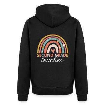 Teacher - Year 2nd Second Grade - Unisex Premium Organic Zip Hoodie - black - Back - Nico (187cm)