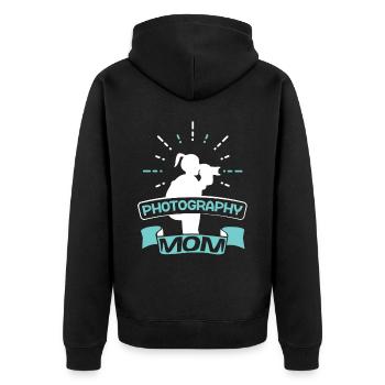 Fotografin Mama Fotografie Mutter Kamera - Unisex Premium Bio Zip Hoodie - Schwarz - Hinten - Nico (187cm)