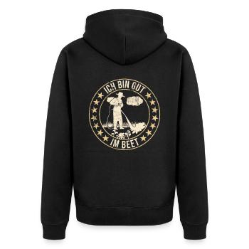Ich bin gut im Beet Gartenliebhaber und Gärtner - Unisex Premium Bio Zip Hoodie - Schwarz - Hinten - Nico (187cm)