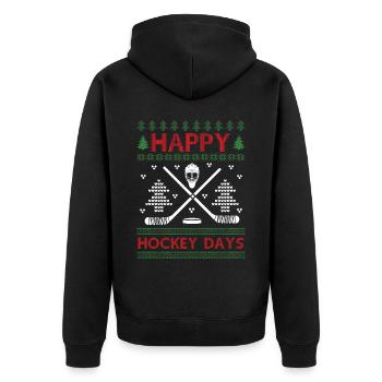 Ugly Christmas - Happy Hockeydays - Unisex Premium Organic Zip Hoodie - black - Back - Nico (187cm)