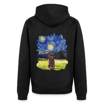 Sternennacht - Affenpinscher - Unisex Premium Bio Zip Hoodie - Schwarz - Hinten - Nico (187cm)