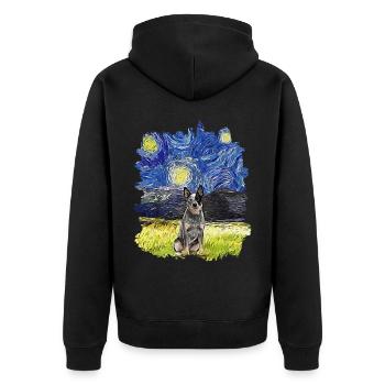 Sternennacht - Australisches Rind - Unisex Premium Bio Zip Hoodie - Schwarz - Hinten - Nico (187cm)