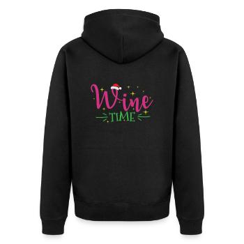 Wine Time Christmas Holiday X-mas - Unisex Premium Organic Zip Hoodie - black - Back - Nico (187cm)