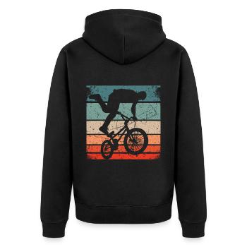 BMX Shirt Cyclisme Descente Vintage Rétro - Veste à capuche bio Premium Unisexe - noir - Dos - Nico (187cm)