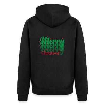 Merry Christmas Weihnachten Xmas - Unisex Premium Bio Zip Hoodie - Schwarz - Hinten - Nico (187cm)