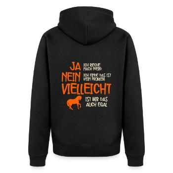 Ja Ich Rieche Nach Pferd Pferde - Unisex Premium Bio Zip Hoodie - Schwarz - Hinten - Nico (187cm)