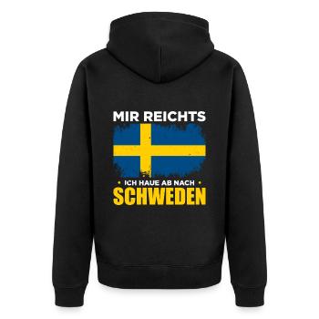 Mir Reichts Ich Haue Ab Nach Schweden - Unisex Premium Bio Zip Hoodie - Schwarz - Hinten - Nico (187cm)
