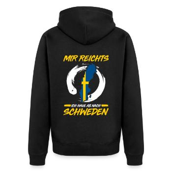 Mir Reichts Ich Haue Ab Nach Schweden - Unisex Premium Bio Zip Hoodie - Schwarz - Hinten - Nico (187cm)