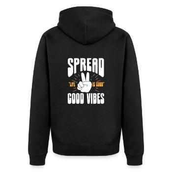 Hippie Peace Flower Power Amour Paix Cadeau - Veste à capuche bio Premium Unisexe - noir - Dos - Nico (187cm)