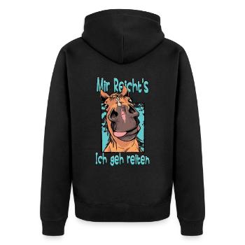 Mir Reichts Ich Geh Reiten Pferde - Unisex Premium Bio Zip Hoodie - Schwarz - Hinten - Nico (187cm)