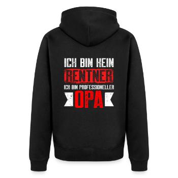Ich Bin Kein Rentner Ich Bin Professioneller Opa - Unisex Premium Bio Zip Hoodie - Schwarz - Hinten - Nico (187cm)