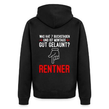 Was Hat 7 Buchstaben Und Ist Montags Gut Gelaunt? - Unisex Premium Bio Zip Hoodie - Schwarz - Hinten - Nico (187cm)