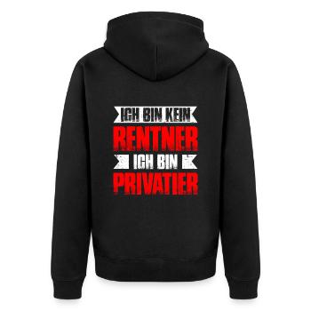 Ich Bin Kein Rentner, Ich Bin Privatier Geschenk - Unisex Premium Bio Zip Hoodie - Schwarz - Hinten - Nico (187cm)