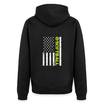 Softball États-Unis - Veste à capuche bio Premium Unisexe - noir - Dos - Nico (187cm)