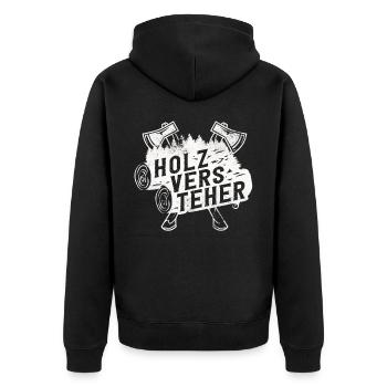 Holzversteher, Waldarbeiter, Holzfäller - Unisex Premium Bio Zip Hoodie - Schwarz - Hinten - Nico (187cm)