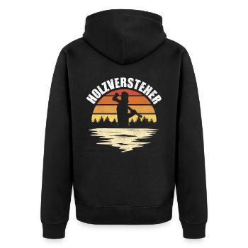 Holzversteher, Waldarbeiter, Holzfäller - Unisex Premium Bio Zip Hoodie - Schwarz - Hinten - Nico (187cm)
