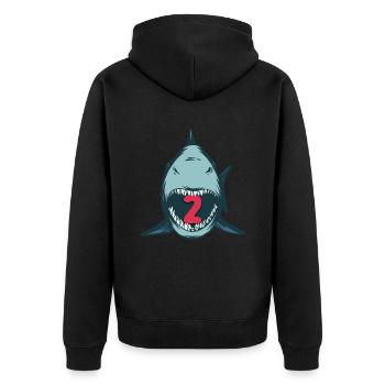 Megalodon Hai 2nd birthday 2 years Megalodon - Unisex Premium Organic Zip Hoodie - black - Back - Nico (187cm)