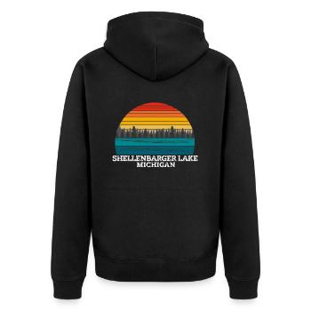Shellenbarger Lake Michigan - Unisex Premium Bio Zip Hoodie - Schwarz - Hinten - Nico (187cm)