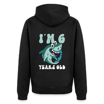 Ce petit chasseur de mégalodon a 6 ans - - Veste à capuche bio Premium Unisexe - noir - Dos - Nico (187cm)