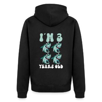 Ce petit chasseur de mégalodon a 4 ans - - Veste à capuche bio Premium Unisexe - noir - Dos - Nico (187cm)
