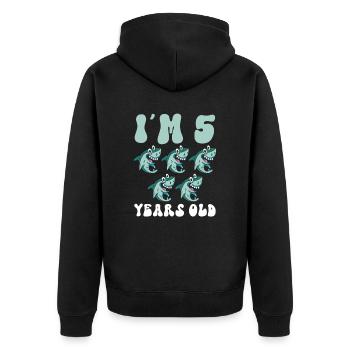 Ce petit chasseur de mégalodon a 5 ans - - Veste à capuche bio Premium Unisexe - noir - Dos - Nico (187cm)