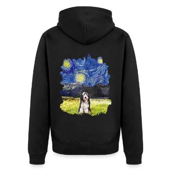 Nuit étoilée - Bearded Collie - Veste à capuche bio Premium Unisexe - noir - Dos - Nico (187cm)
