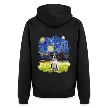 Nuit étoilée - Boston Terrier - Veste à capuche bio Premium Unisexe - noir - Dos - Nico (187cm)