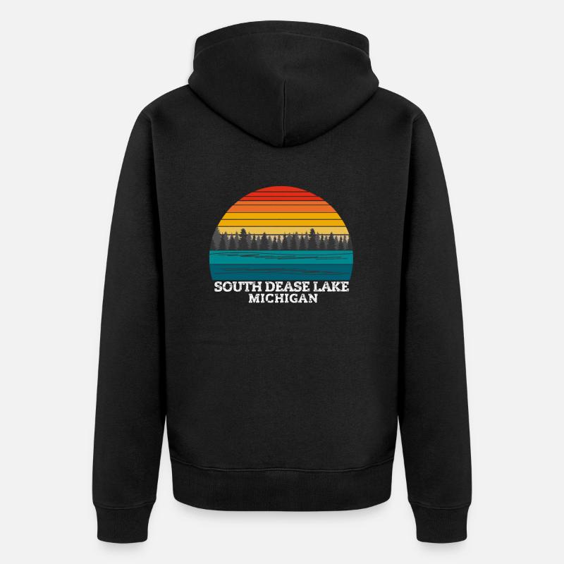 South Dease Lake Michigan - Veste à capuche bio Premium Unisexe - noir