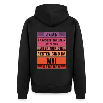Autoschlosser Geburtstag Mai geboren - Unisex Premium Bio Zip Hoodie - Schwarz - Hinten - Nico (187cm)