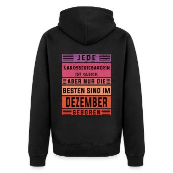 Autoschlosser Geburtstag Dezember geboren - Unisex Premium Bio Zip Hoodie - Schwarz - Hinten - Nico (187cm)