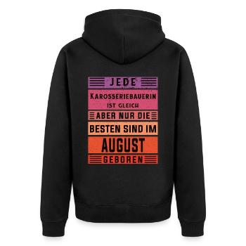 Autoschlosser Geburtstag August geboren - Unisex Premium Bio Zip Hoodie - Schwarz - Hinten - Nico (187cm)